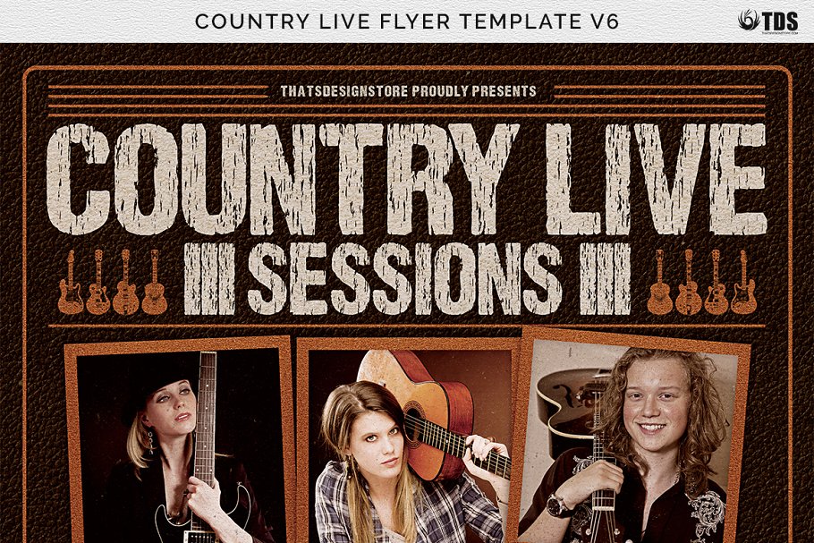 乡村音乐民谣演奏会宣传传单PSD模板 V6 Country Live Flyer PSD V6插图(6)