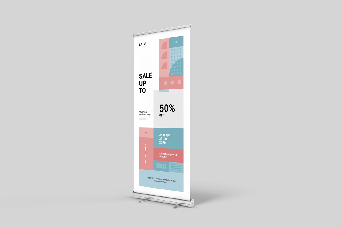 时装促销卖场X展架横幅广告Banner设计模板 Roll-up Banner插图(2)