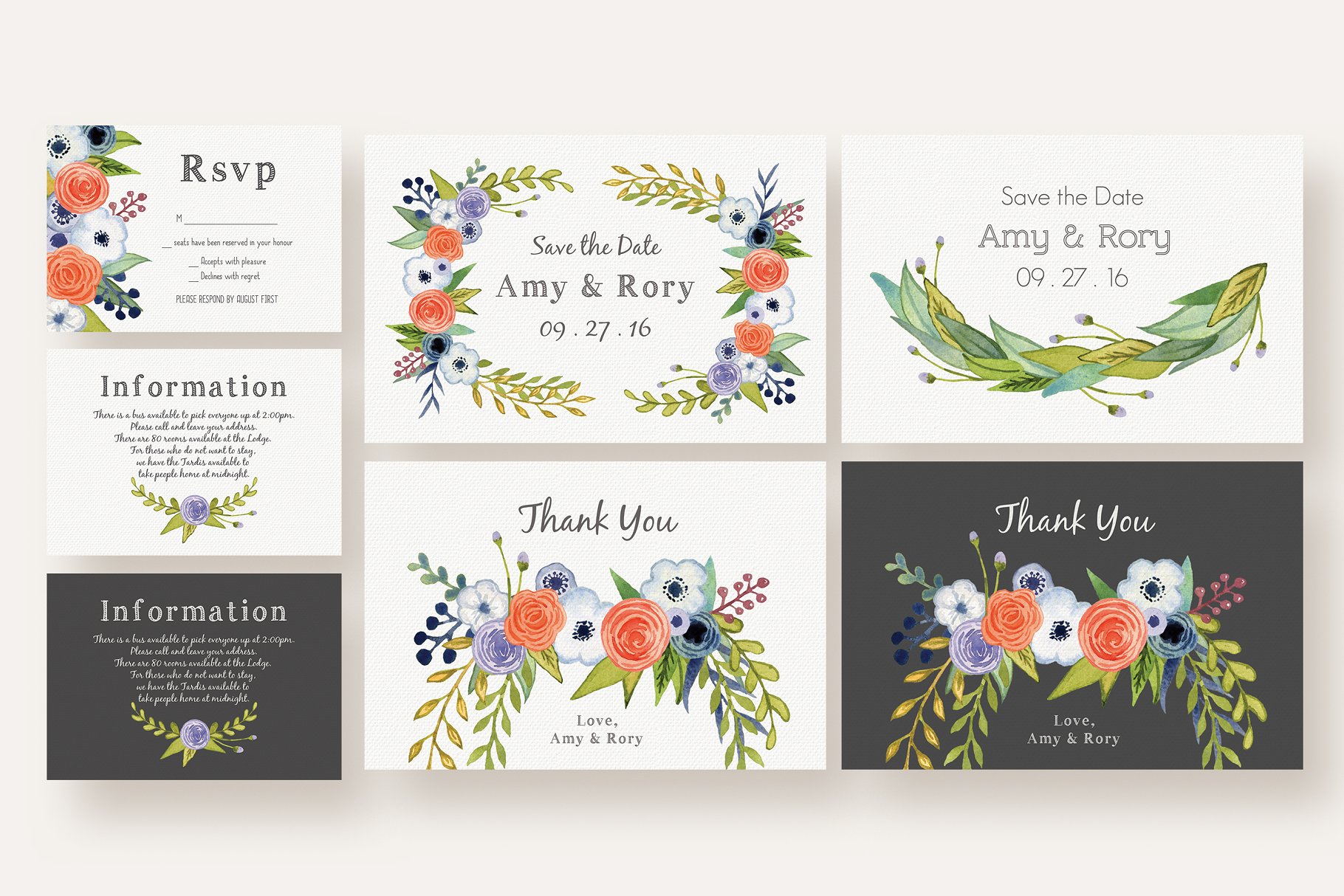 绽放花卉婚礼设计物料水彩素材合集 Watercolor Blooms Wedding Collection插图(4)