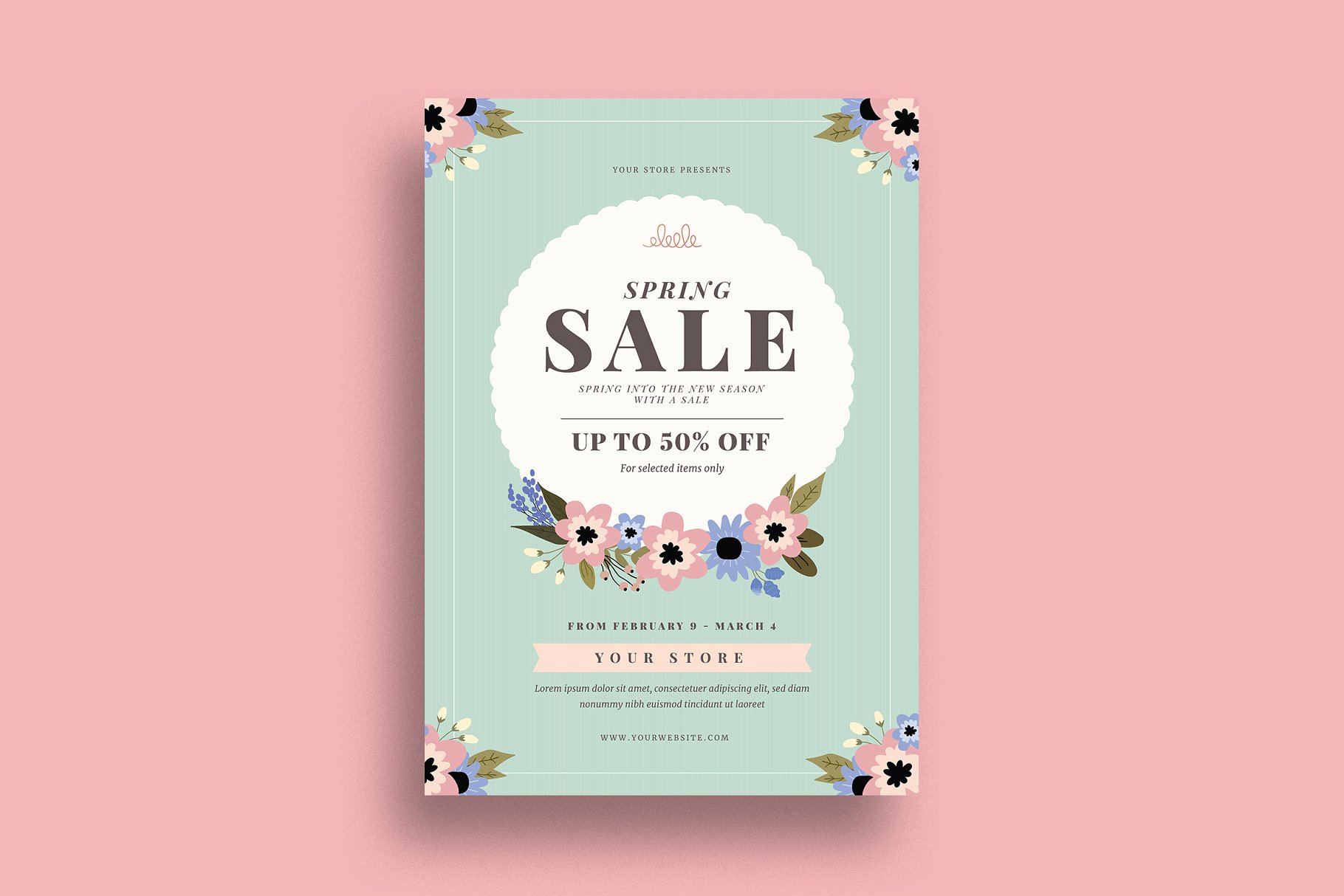 春季销售pop促销广告海报设计模板 Spring Sale Event Flyer插图