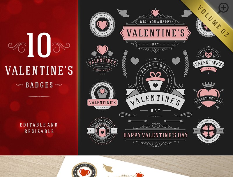 情人节主题矢量设计素材包 Valentine’s Day Bundle插图(2)