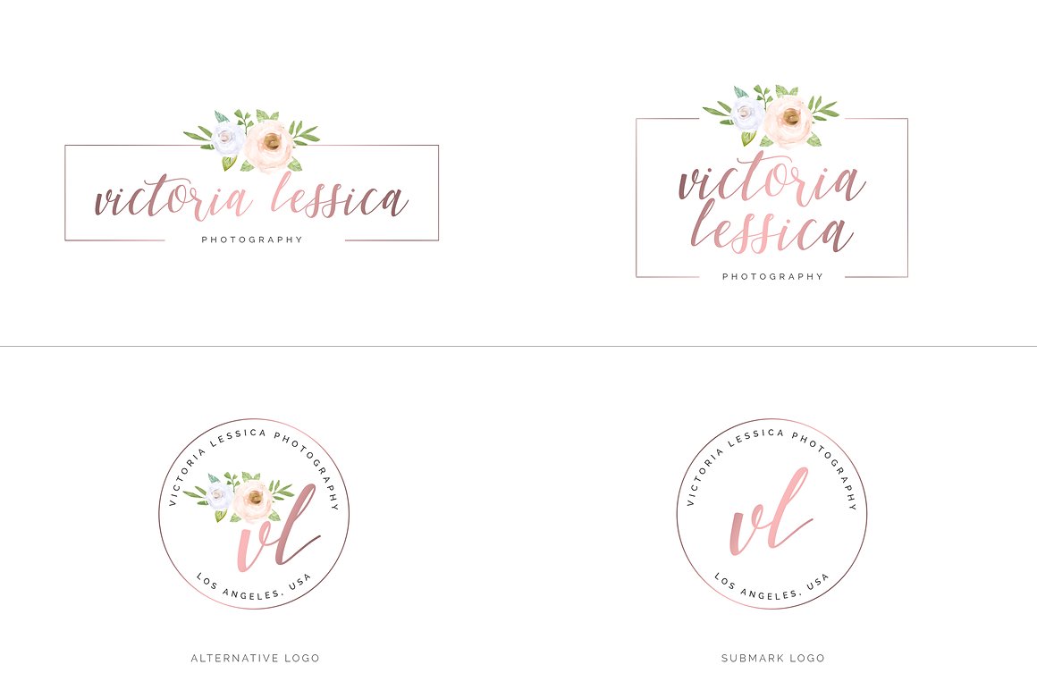 超级水彩风 Logo 设计素材包 Watercolor Premade Branding Logo Kit [模板、纹理&元素]插图(22)