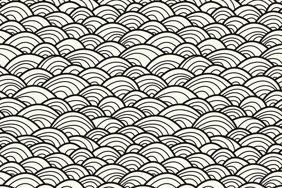 手绘涂鸦无缝线条重叠图案 Hand drawn Doodles Seamless Patterns插图(6)