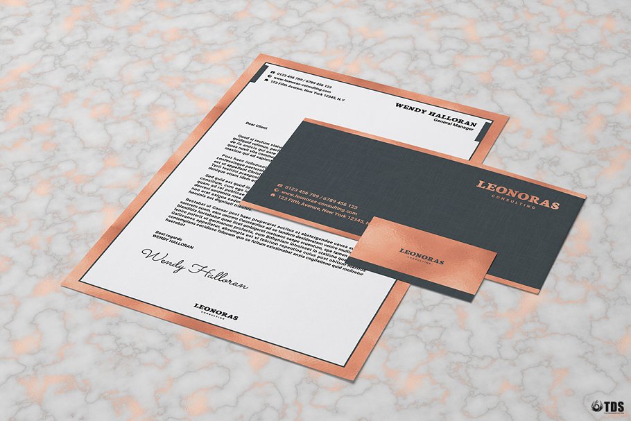 玫瑰金企业品牌标识文具套装PSD模板 Rose Gold Corporate Identity PSD插图(6)