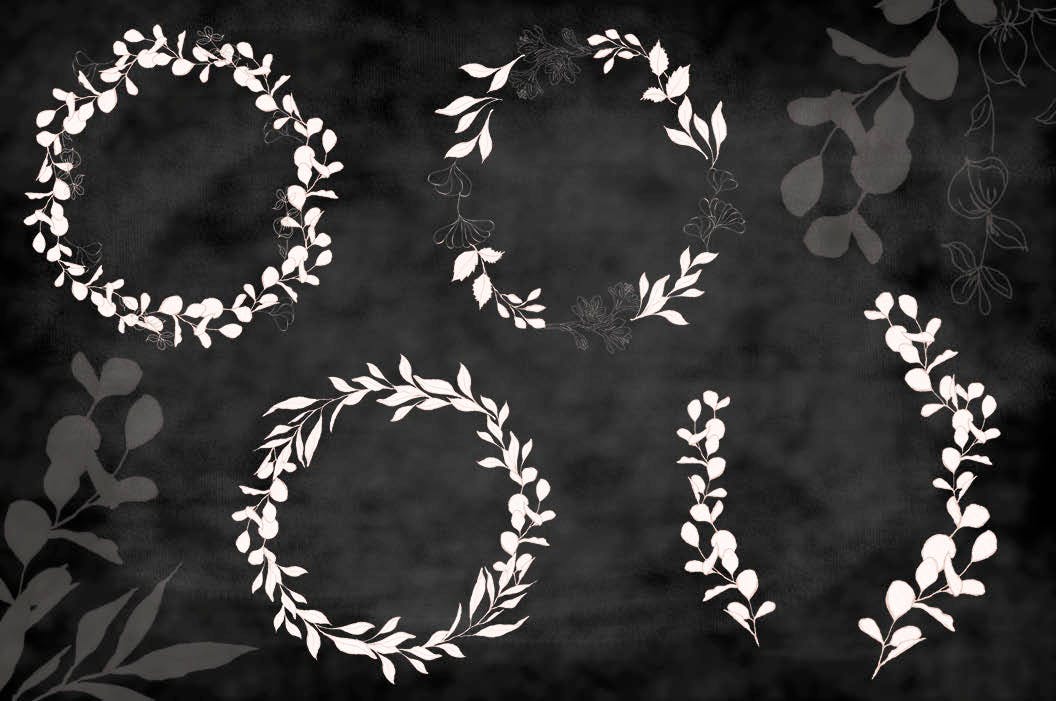 腮红色水彩手绘叶子图案剪贴画PNG素材 Blush Foliage Clip Art Bundle插图(3)