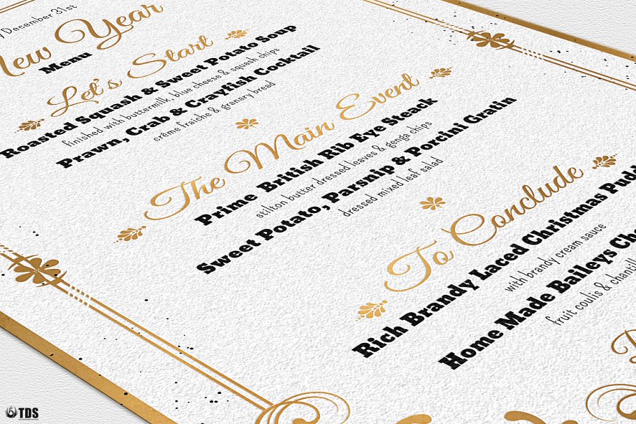 新年主题传单+新年宴会菜单模板 New Year Menu PSD V1插图(7)