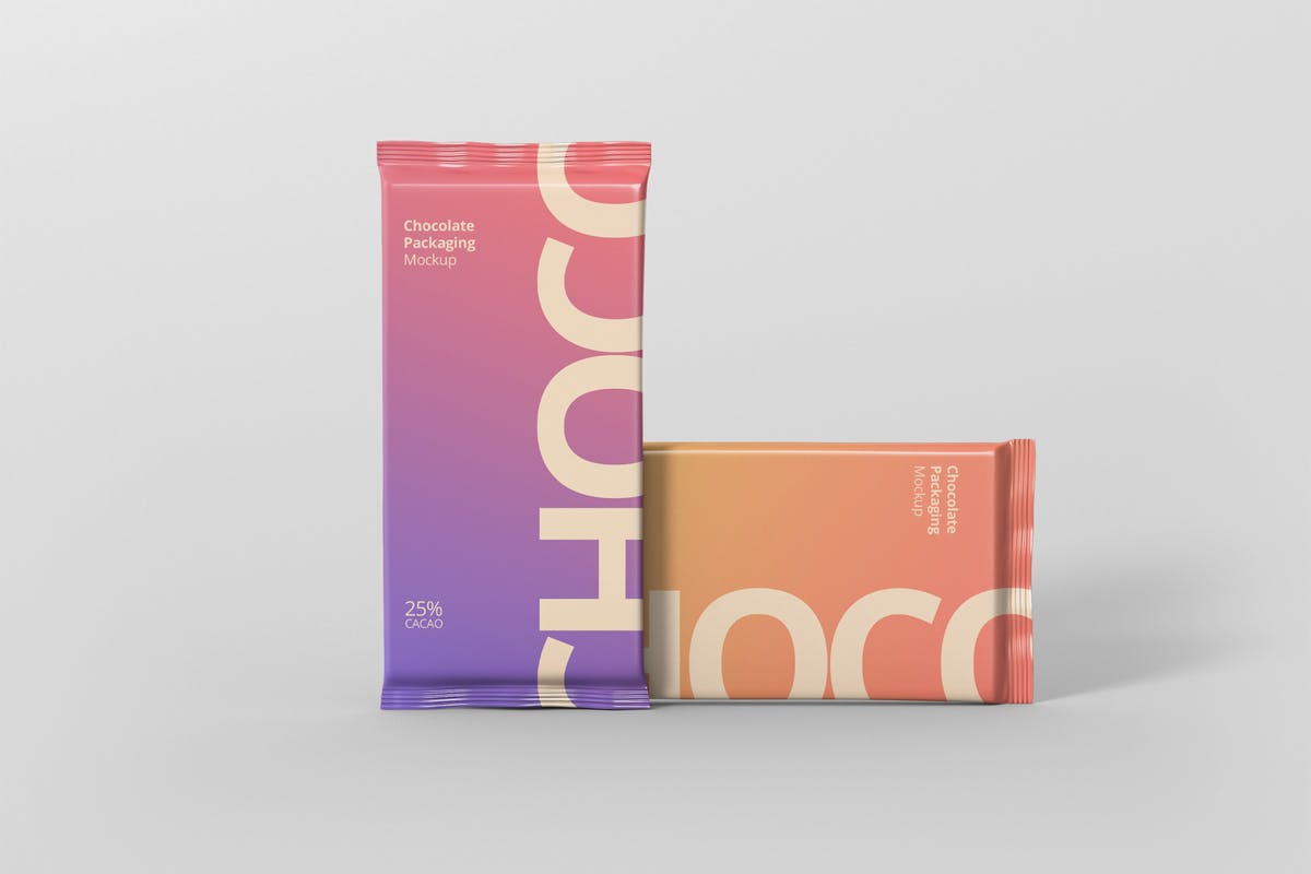 巧克力铝箔包装设计样机 Foil Chocolate Packaging Mockup插图