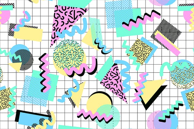 无缝复古时尚多彩印花图案 Seamless Retro Shapes Patterns插图(4)