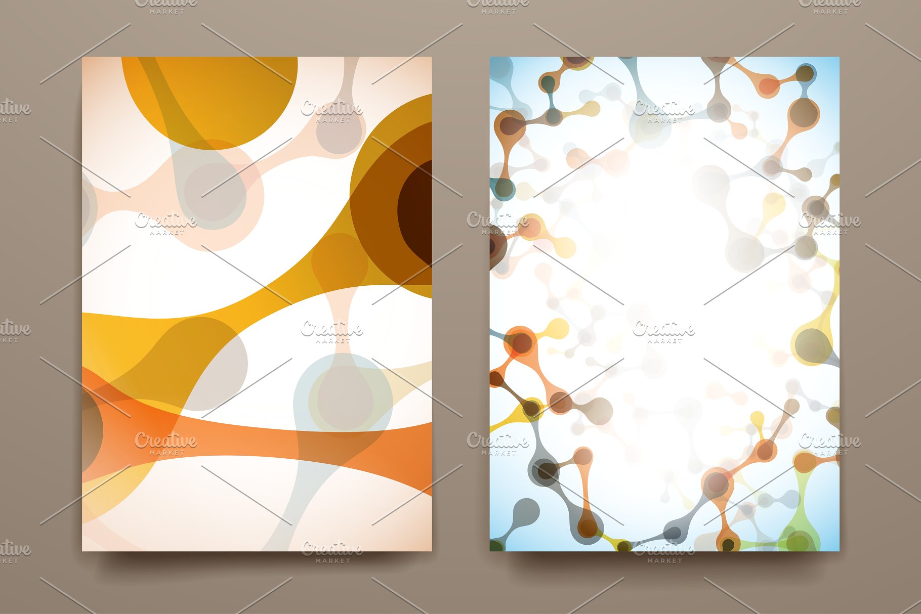 DNA链条抽象图形背景小册子模板 Brilliant  brochures in DNA style插图(1)