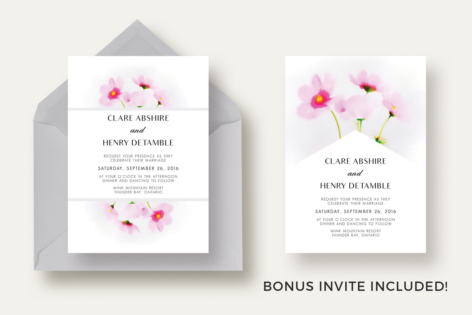 花卉婚礼邀请函套装 Cosmos Flower Wedding Suite插图(1)