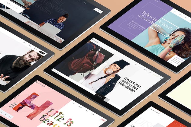 网页设计等距平板电脑屏幕样机 Isometric Screen Mockup插图(3)