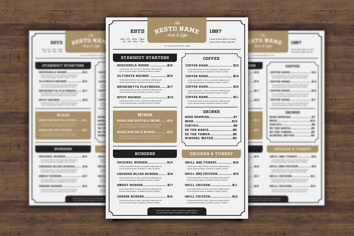 经典意大利西餐厅菜单PSD模板 Classic Resto Menu插图