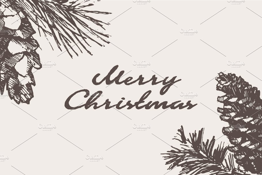 松树素描剪贴画 Sketches of pine cones插图(2)