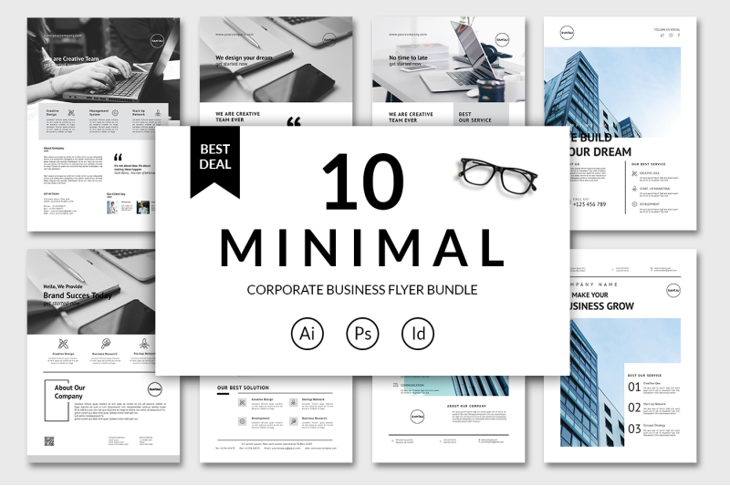 简约高效公司品牌业务传单版面设计模板插图