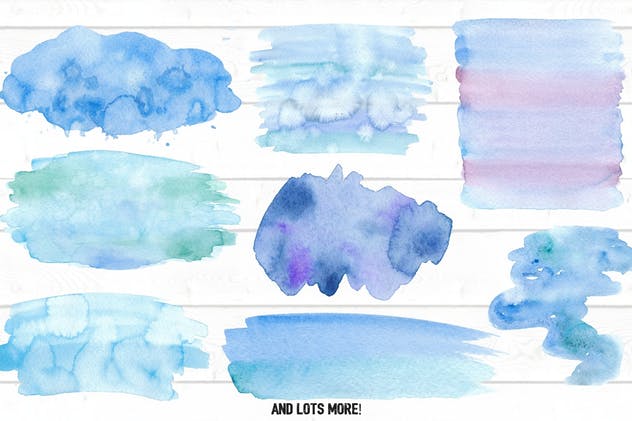 蓝色手绘水彩背景纹理套装 Blue Watercolor Textures插图(1)
