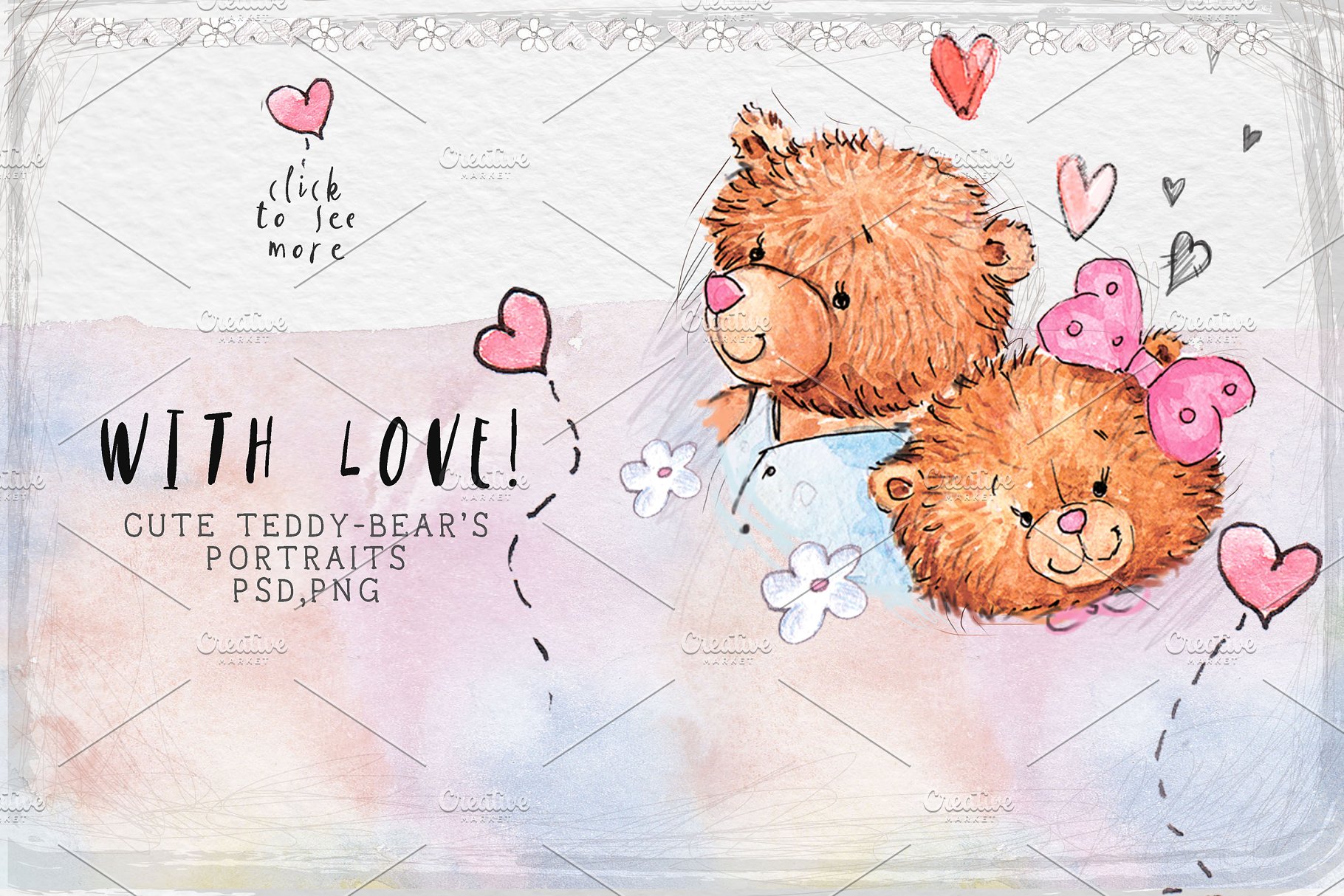 可爱熊与老鼠手绘剪切画素材 SO LOVELY BEARS+ 1 MOUSE :)插图(1)