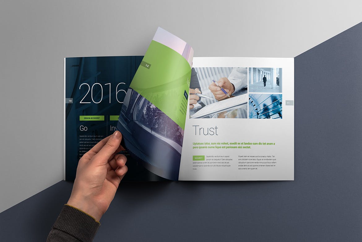 方形宣传手册/企业画册版式设计样机素材库精选模板 Square Brochure Mockup插图(4)