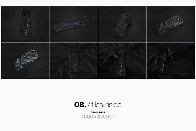 黑色品牌服装吊牌标签样机模板 Black Edition Tag Label Mockup插图(4)