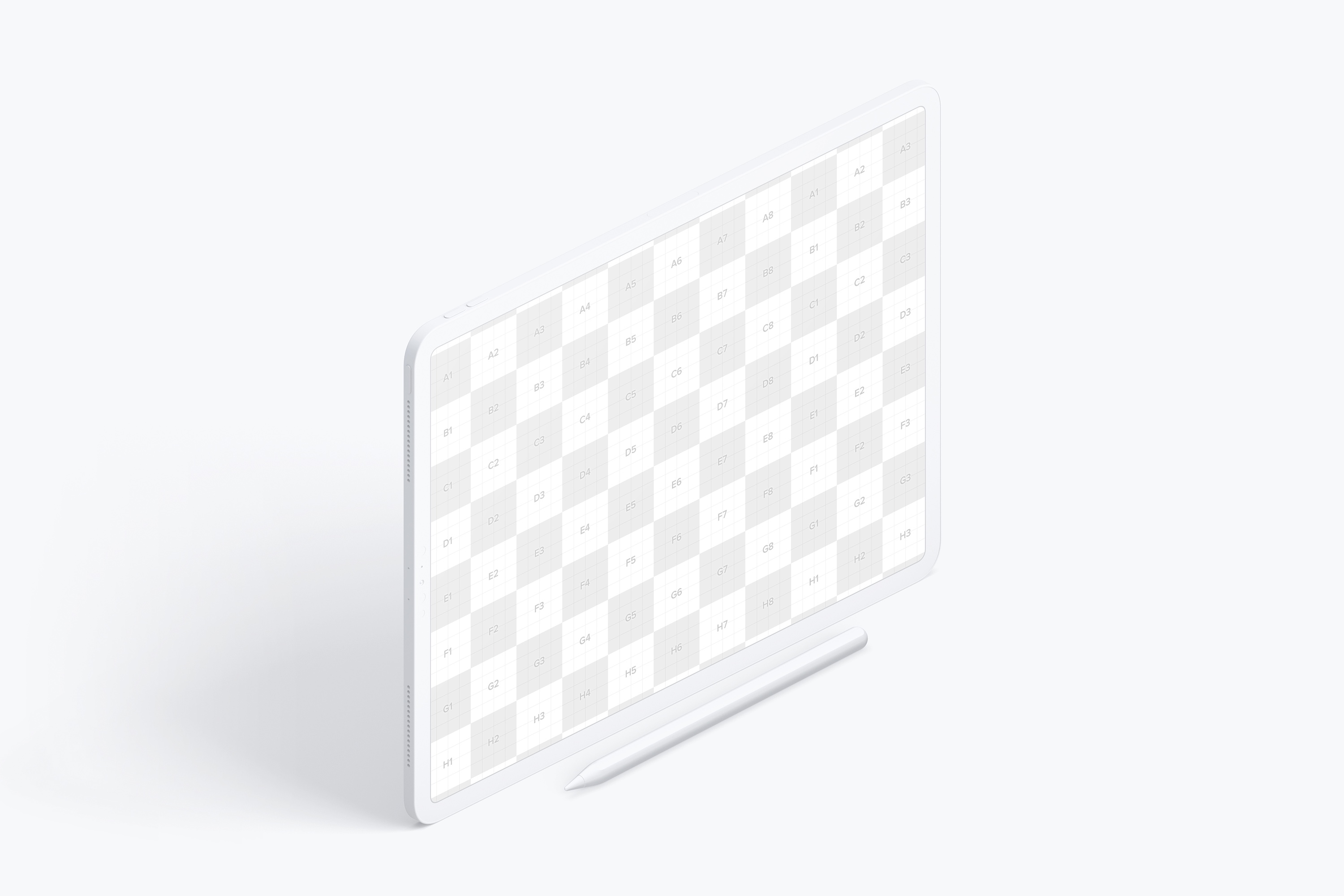 iPad Pro平板电脑黏土陶瓷材质等距右视图样机03 Clay iPad Pro 12.9 Mockup, Isometric Right View 03插图(1)