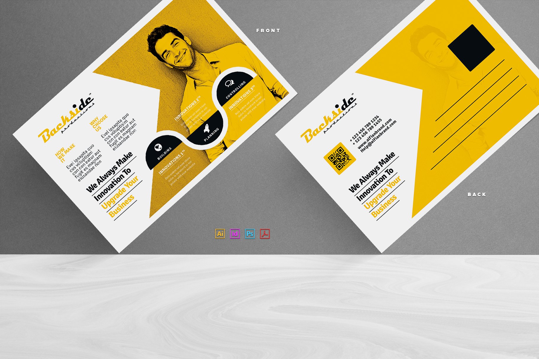 优质黄色色调明信片贺卡模板 Postcard插图(2)