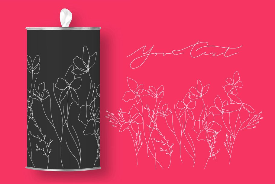 6个极简主义描线花卉插画 6 Flower Lineart Illustrations插图(2)