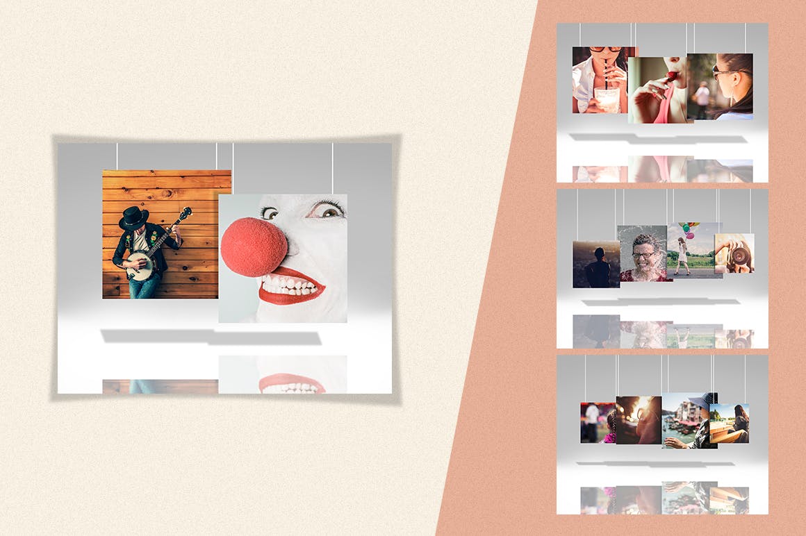 创意悬挂式照片展示样机模板 Float Photo Frame Templates插图(1)