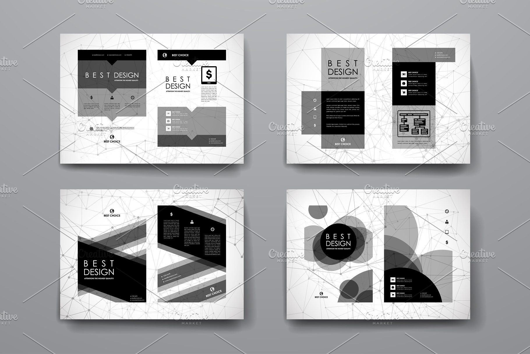 分子结构图形背景画册小册子模板 Molecular brochures插图