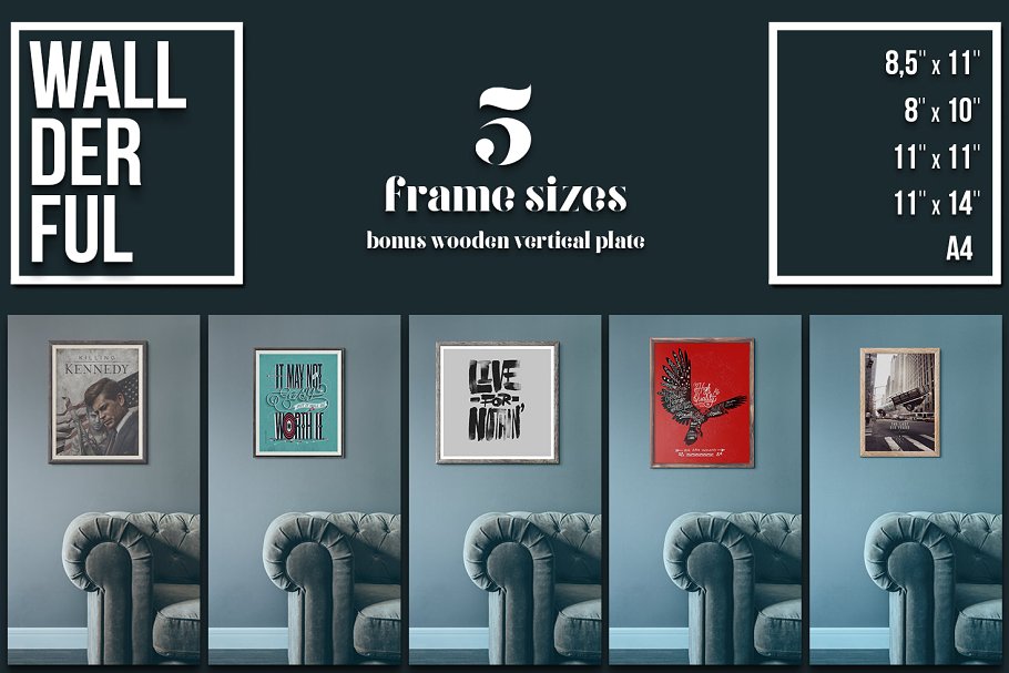 挂墙海报展示样机模板[1.42GB] Wallderful Frames插图(4)