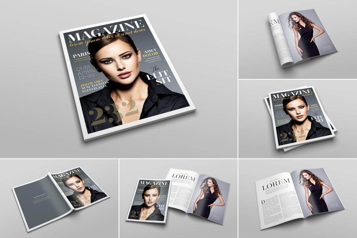 多用途美国信纸规格时尚杂志样机 US Letter Magazine Mockup插图