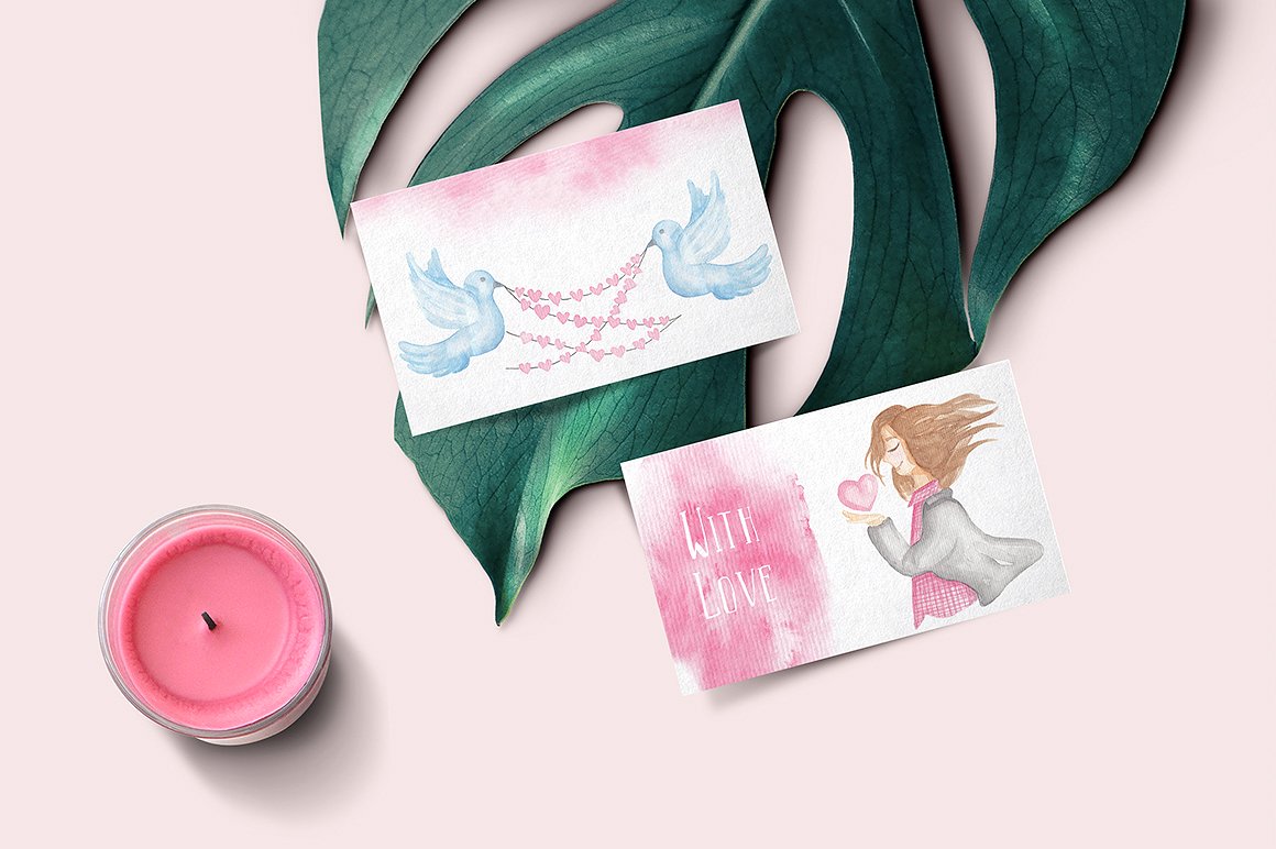 情人节浪漫水彩插画素材[JPG,PNG]插图(10)