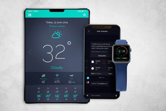 Apple移动设备样机套装 Apple Watch, iPhone X & iPad Mockup插图(4)