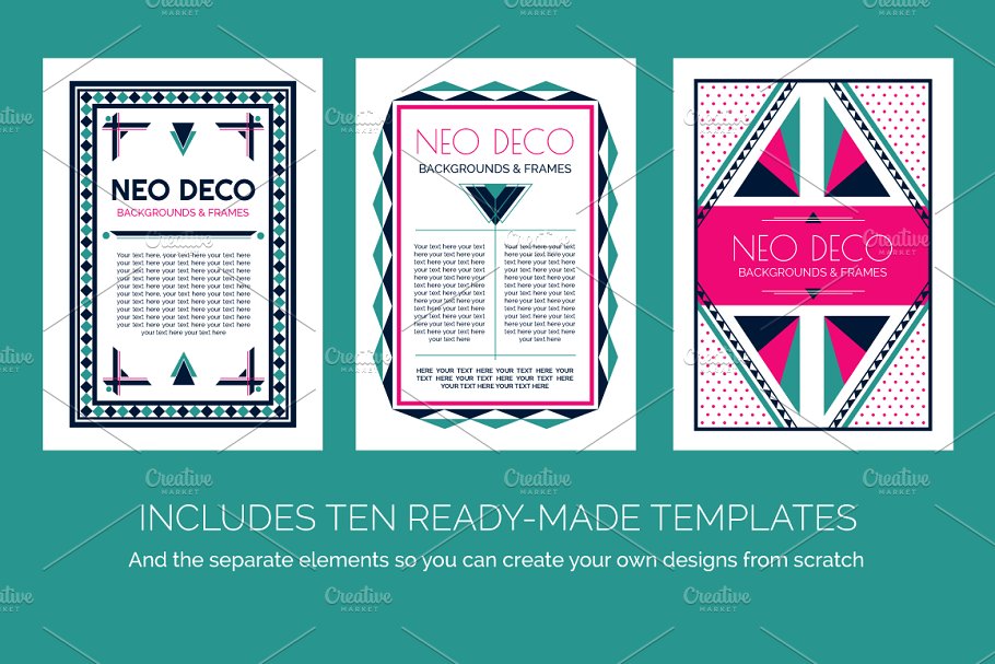 几何扁平风格图形框架装饰模板 Geometic Frames and Design Templates插图(2)