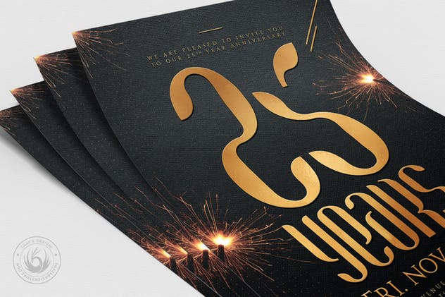 高端奢华企业周年庆活动海报设计模板 Birthday Anniversary Flyer Template插图(4)