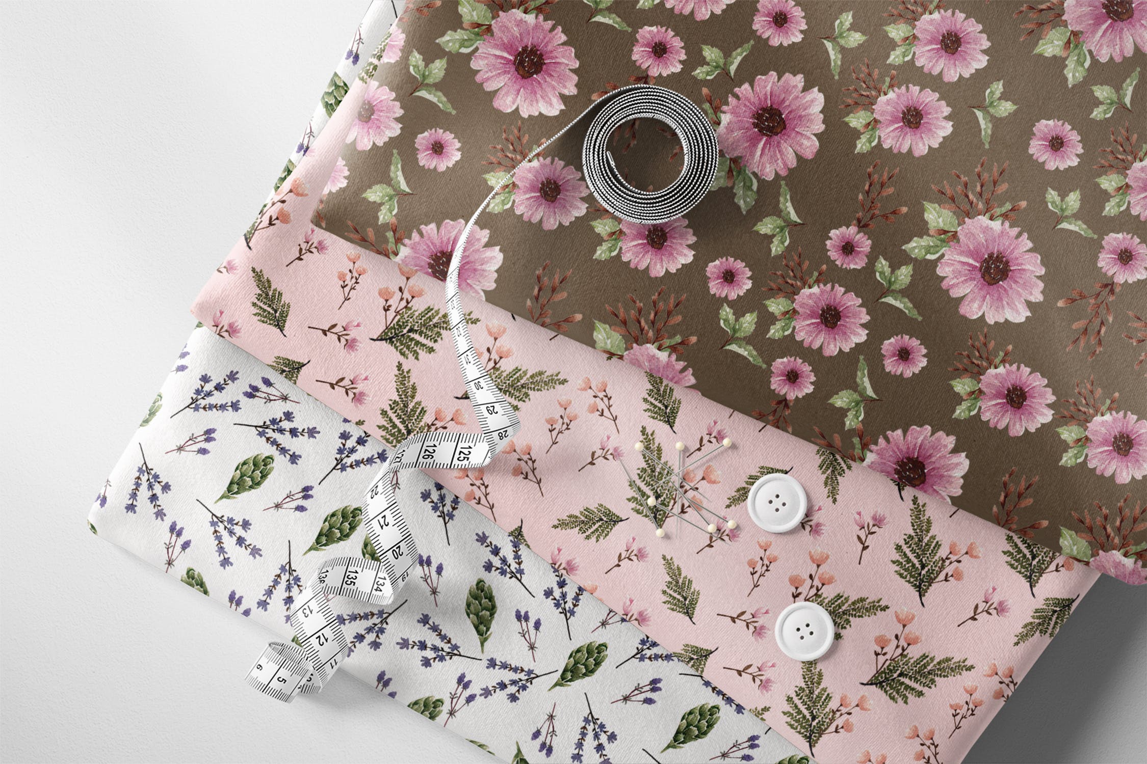 水彩手绘花卉图案纹样无缝背景素材 Bloomy – Seamless Watercolor Patterns插图(1)