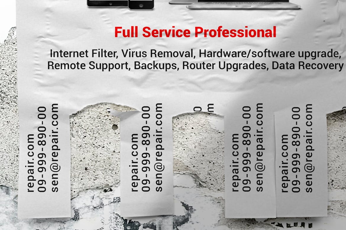 联系方式可撕下广告海报设计张贴效果图样机 Tear-off Ad Flyers Mockup插图(5)