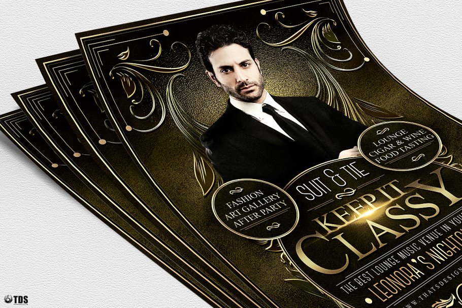 西装革履领带着装传单PSD模板V2 Suit and Tie Flyer PSD V2插图(4)