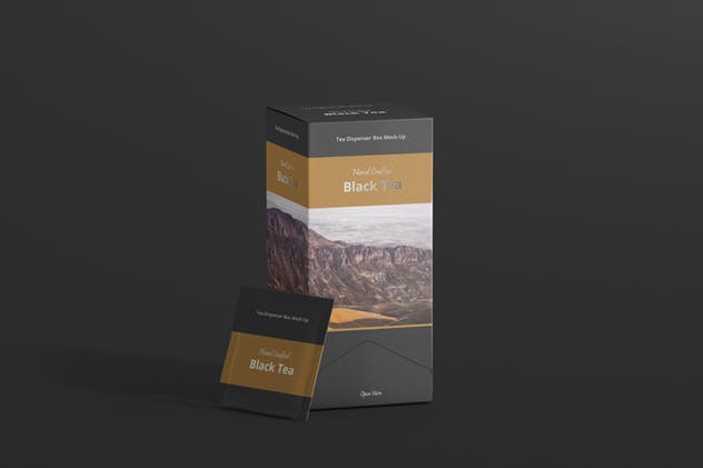 茶包及茶包包装盒设计样机模板 Tea Dispenser Box Mockup插图(12)