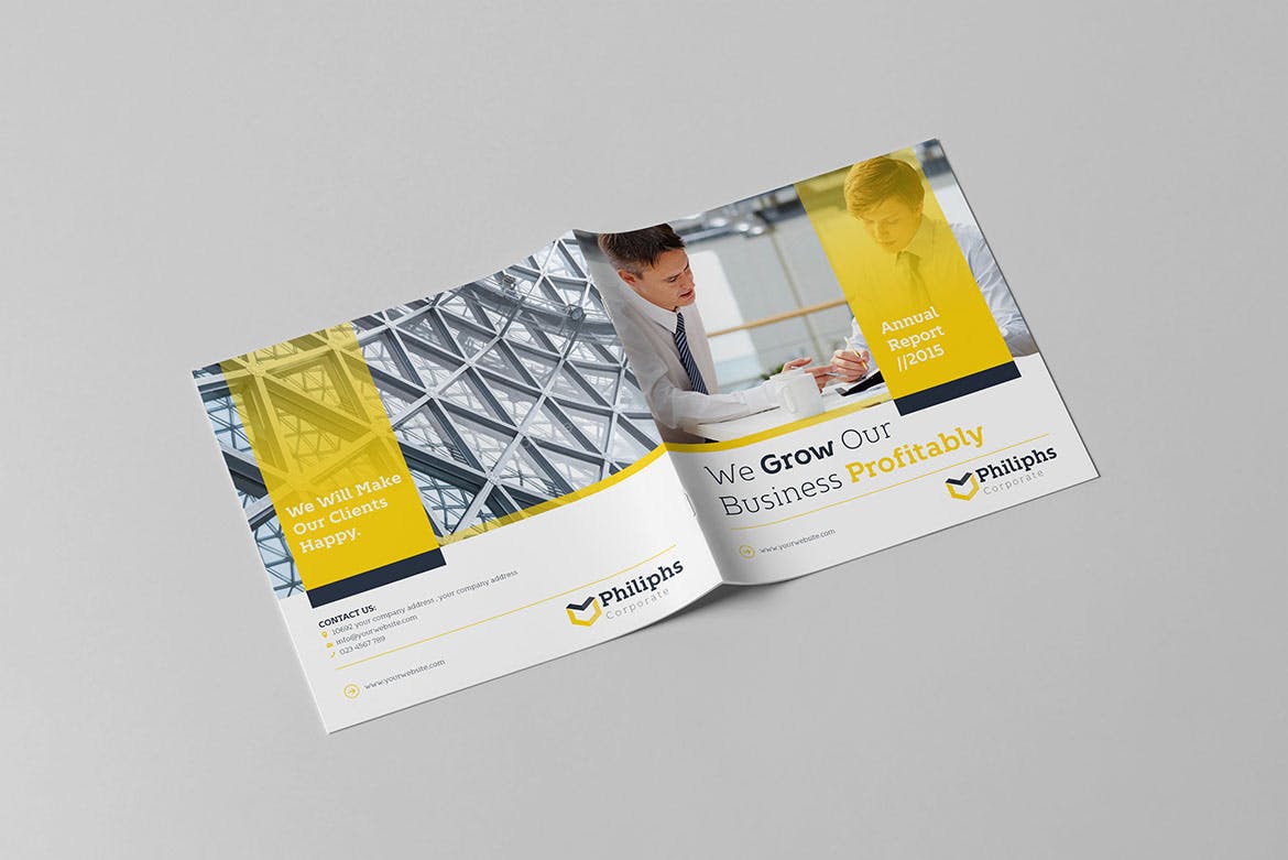 年度商业/行业市场分析报告设计模板v2 Annual Report Square Template 2插图(7)