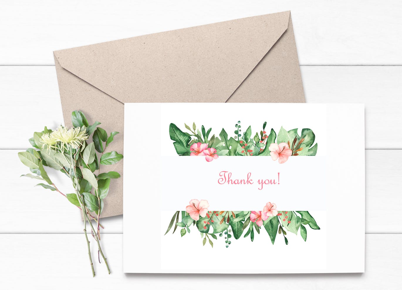 火烈鸟＆热带植物水彩插画素材 Watercolor flamingos and tropical plants插图(9)