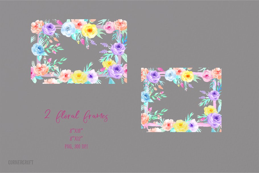 梦幻水彩花卉剪贴画合集 Watercolor Clipart Dream Pastel插图(4)