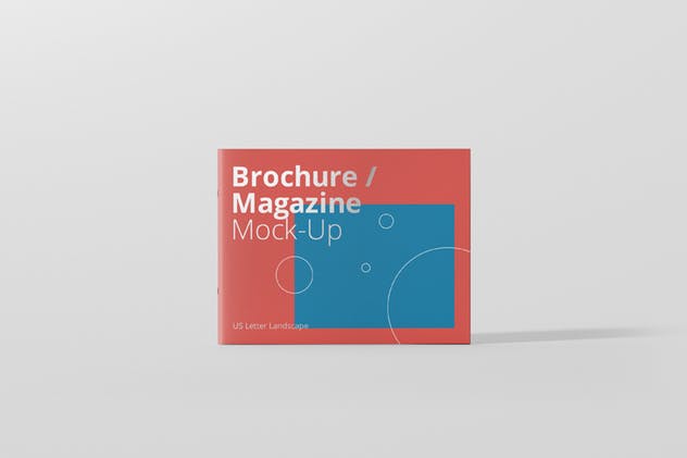 横版企业画册/宣传册/折页传单封面设计图样机素材库精选 US Letter Landscape Brochure / Magazine Mock-Up插图(4)