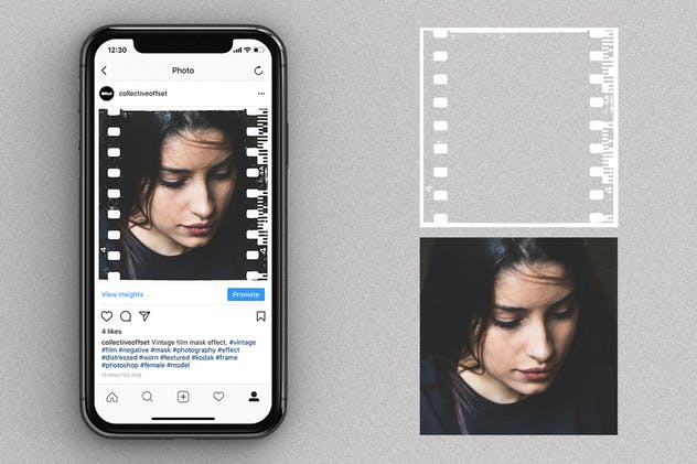 Instagram贴图照片复古胶片电影效果样机 Instagram Vintage Film Effects插图(1)