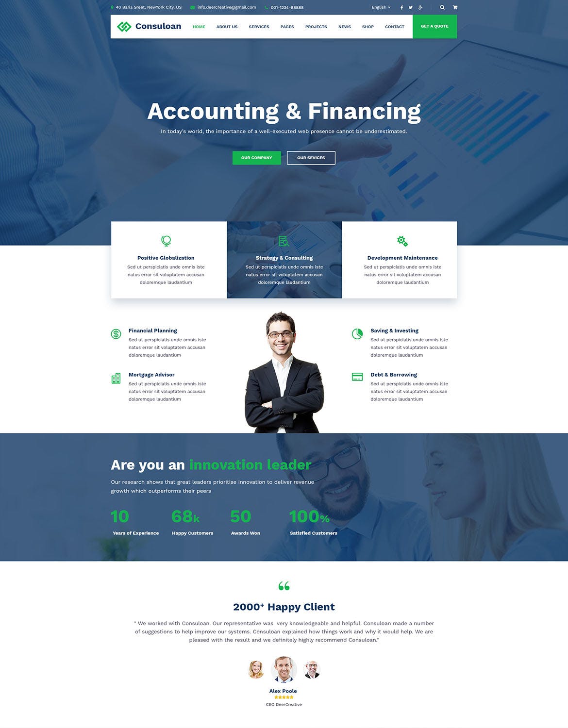 企业服务咨询网站多用途网站设计PSD模板 Consuloan | Multipurpose Consulting Psd Templates插图(3)