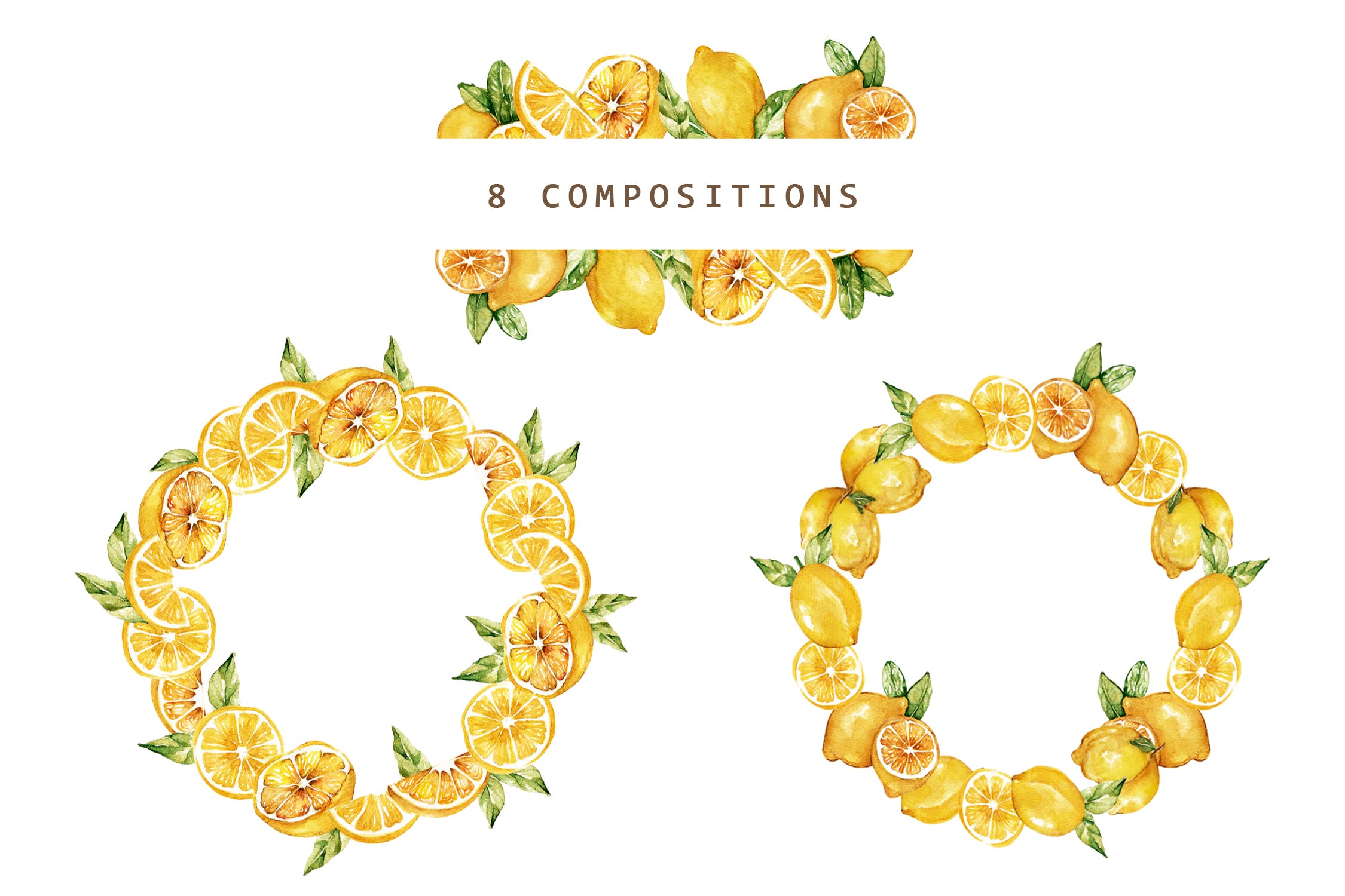 水彩柠檬手绘图案纹样背景素材 Lemonade Watercolor Set插图(4)