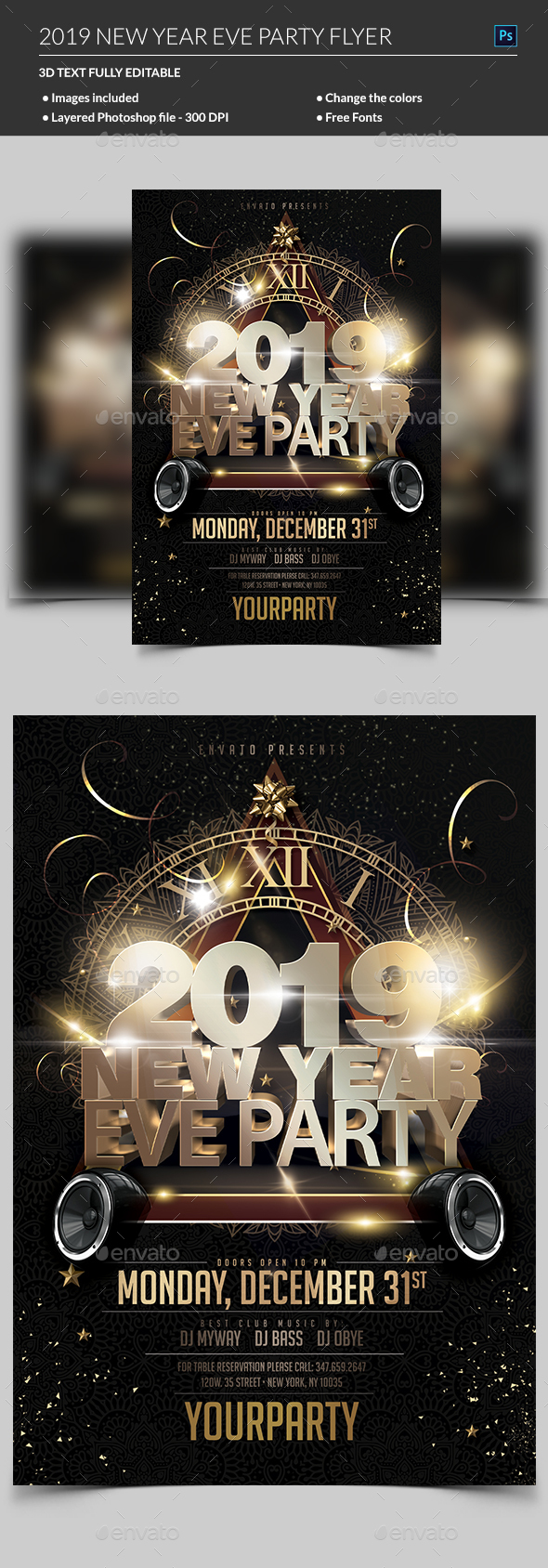 2019年圣诞/新年派对海报模板 New Year Party Flyer [psd]插图