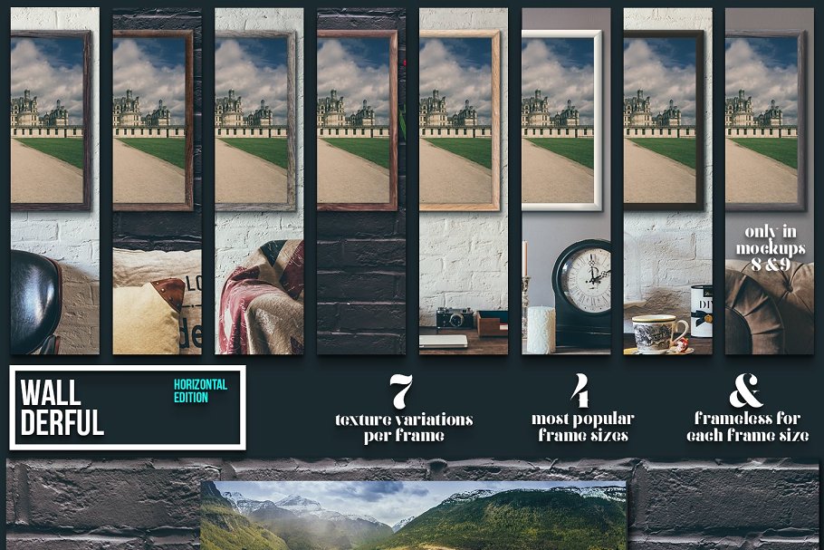 文艺场景相框画框样机合集 "Wallderful" – Horizontal Mockups插图(1)