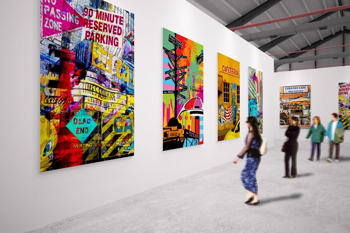 展览馆绘画作品艺术品展示样机Vol.3 Exhibition Mockup [vol3]插图