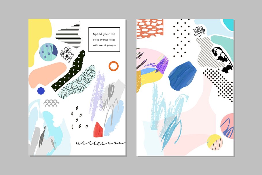 疯狂涂鸦多彩水彩图案插画 Graphical frenzy插图(5)