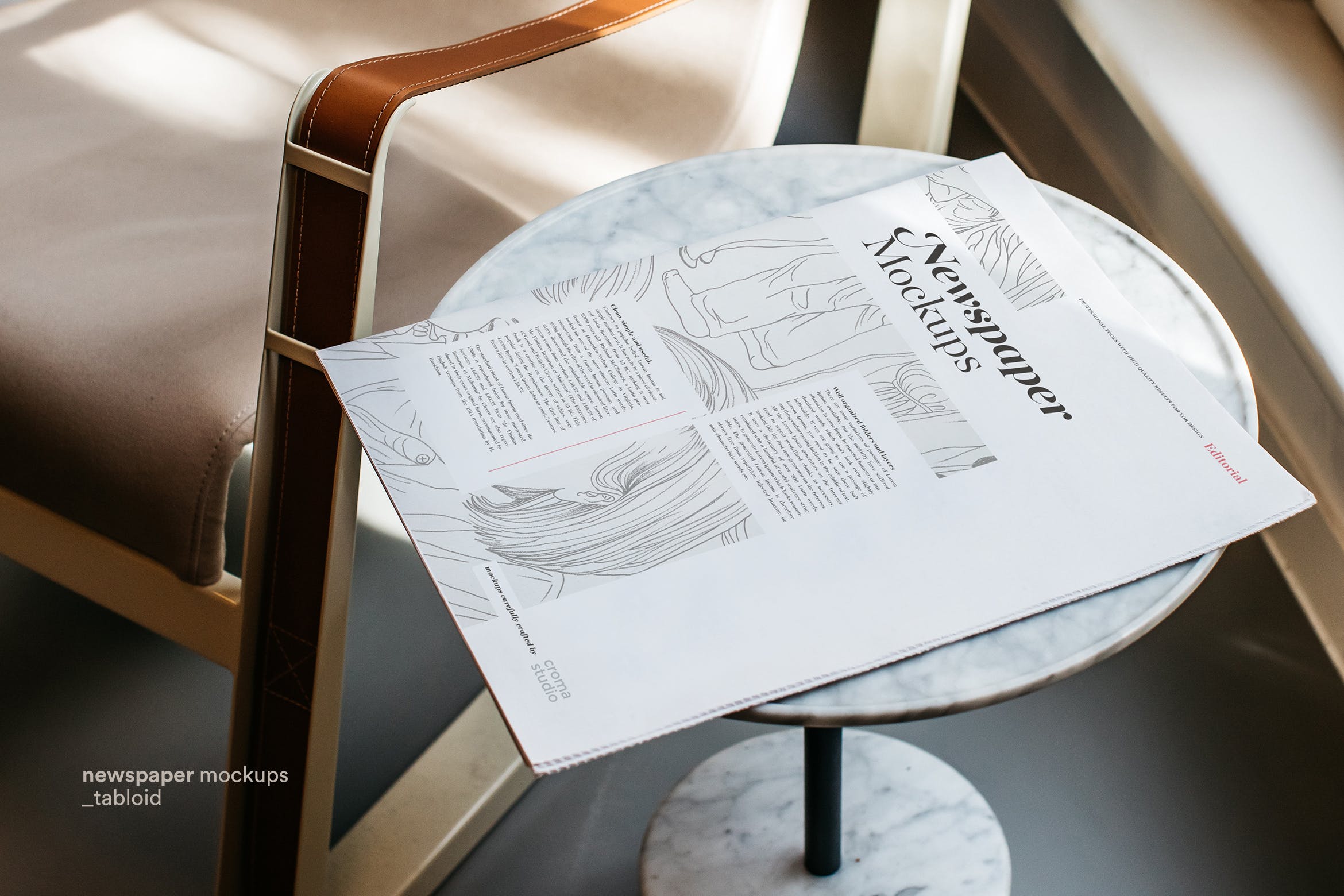 报纸版面设计图预览样机模板 Newspaper Mockups插图