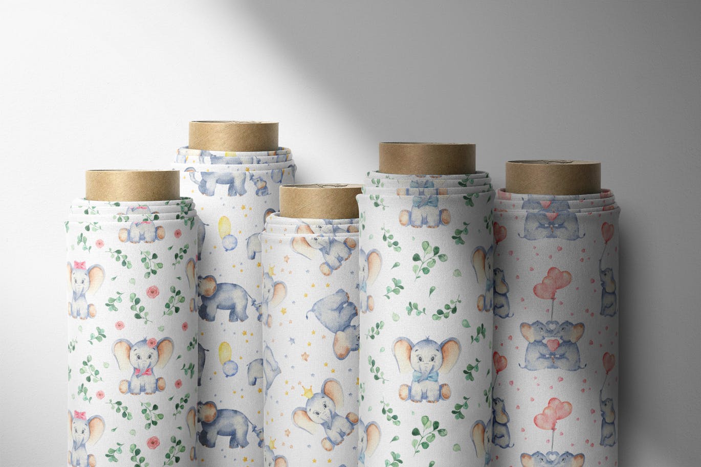 可爱卡通小象水彩手绘剪贴画&卡片素材 Watercolor cute elephants. Clipart and cards插图(8)